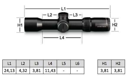 Vortex Crossfire Crossbow scope dimensions